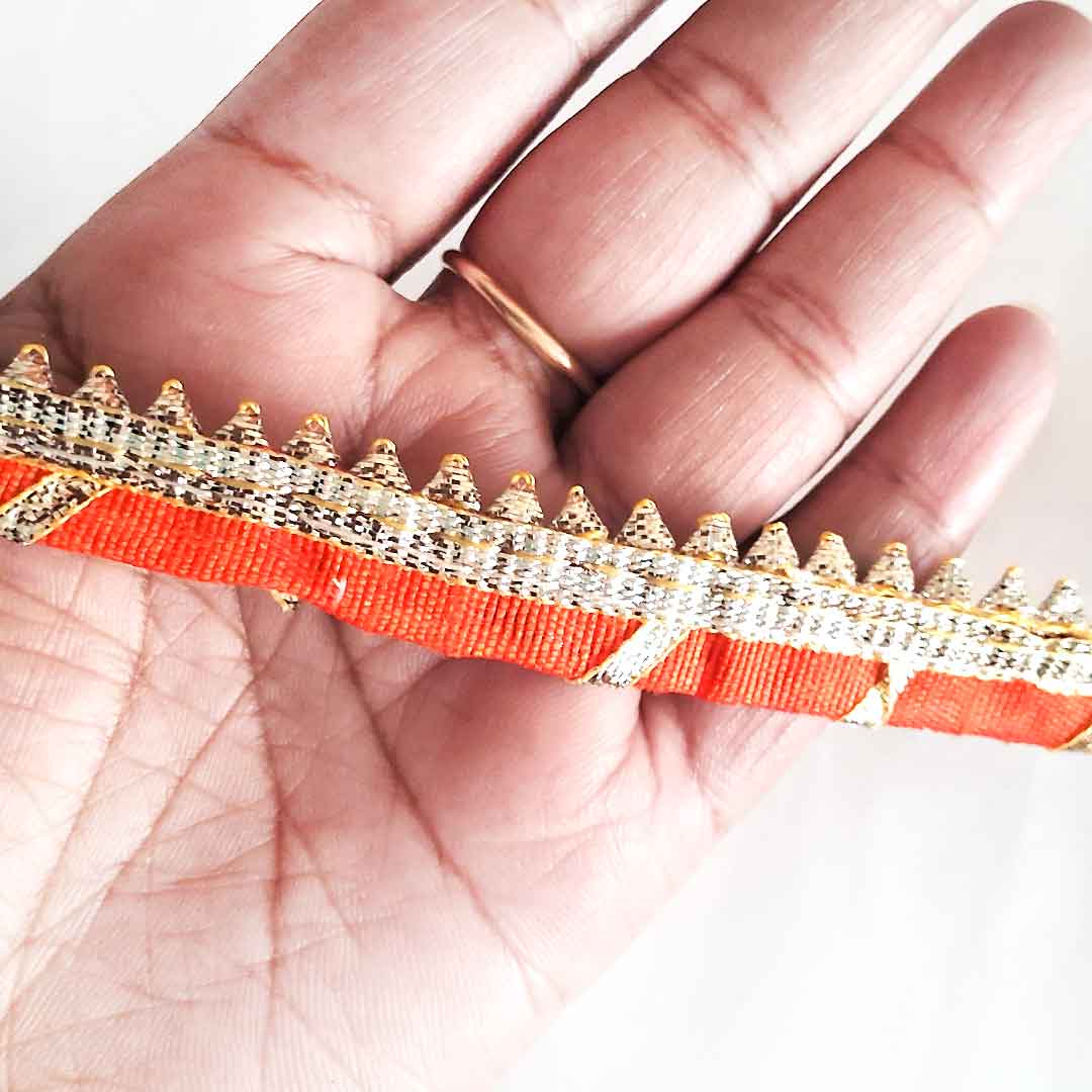Orange Color Rajasthani Gota Border (9 Meter)