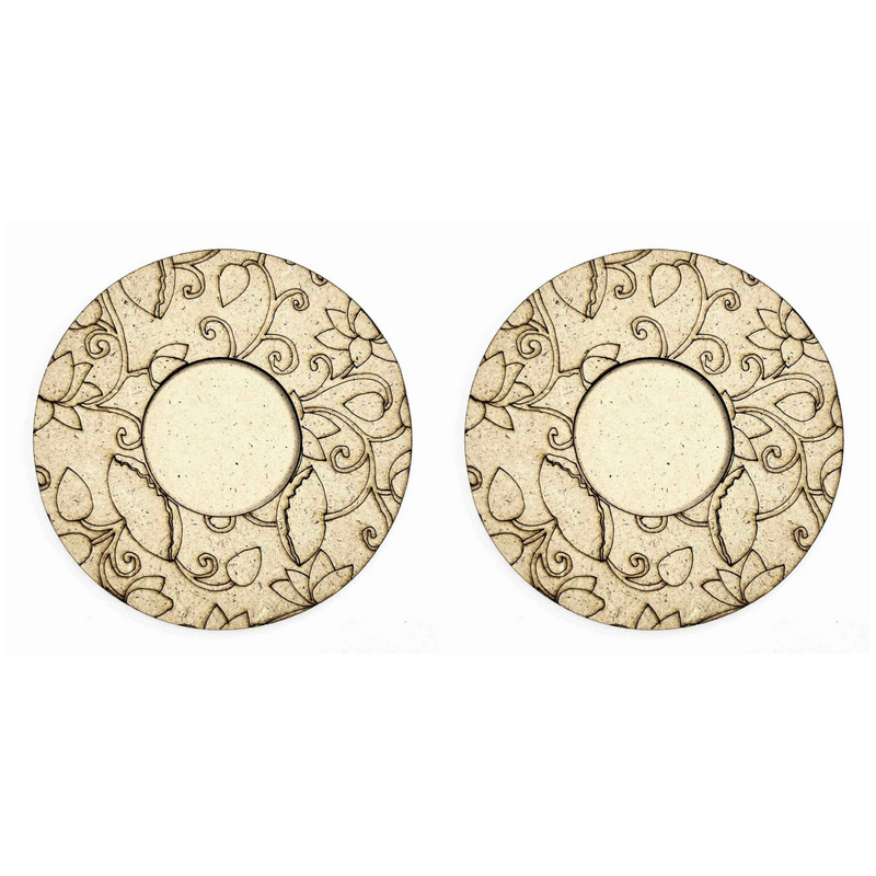 Engraved Round Shape Pichwai Lotus Design Tea Light Holder Set of 6 | Adikala