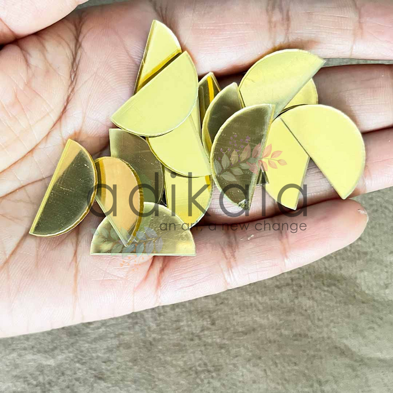 Semi Circle Shape Acrylic Golden Mirror Pack Of 100 Pc