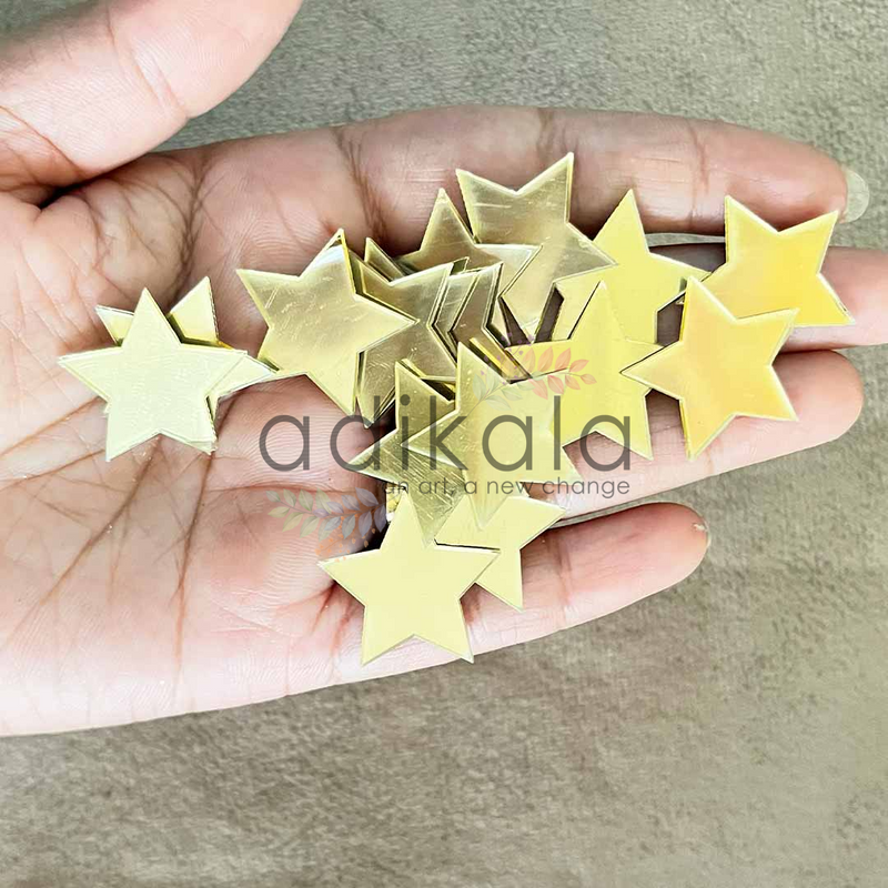 Star Shape Acrylic Golden Mirror Pack Of 100 Pc