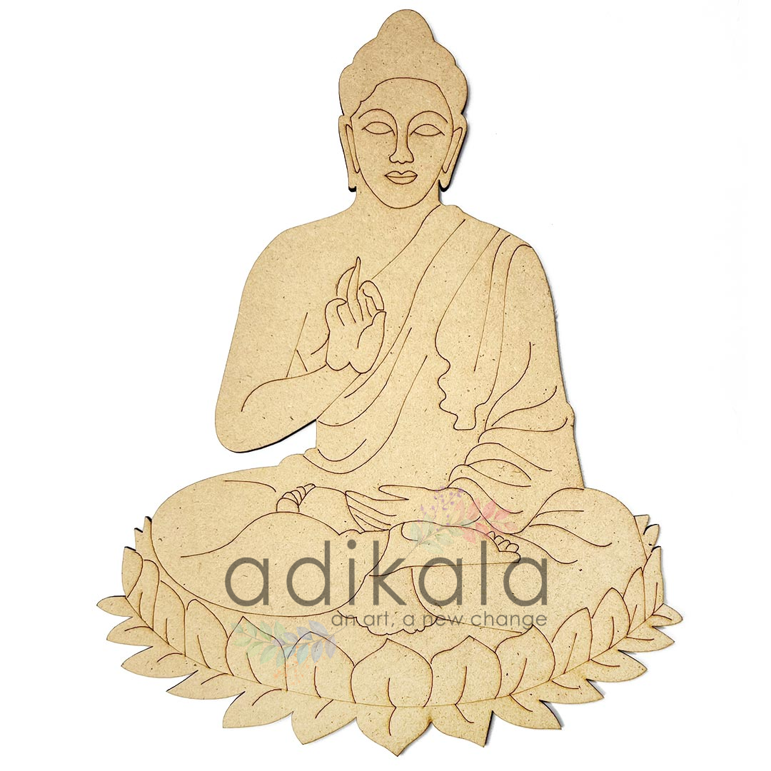Lord Buddha With Tree Of Life Design MDF Cutout Base for DIY