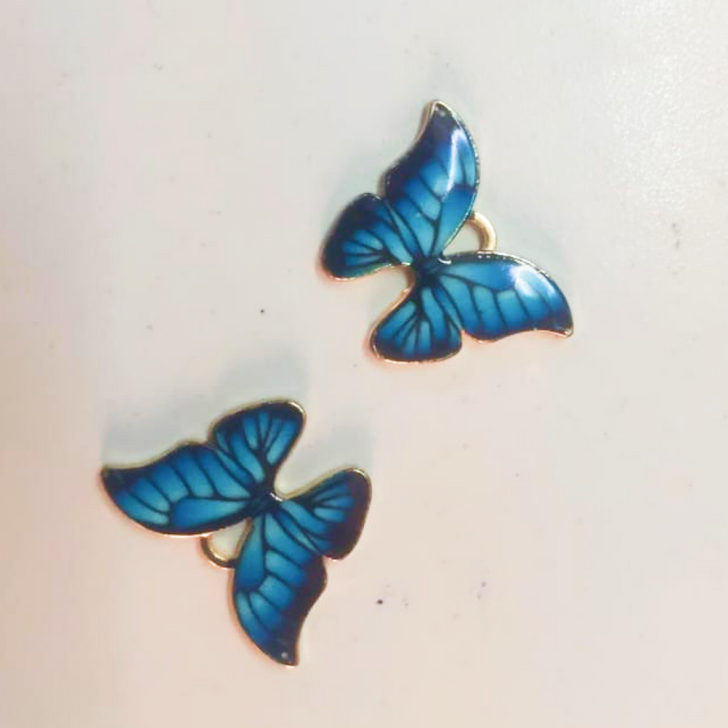 Blue Color Butterfly Top Whole Metal Charms Set Of 6