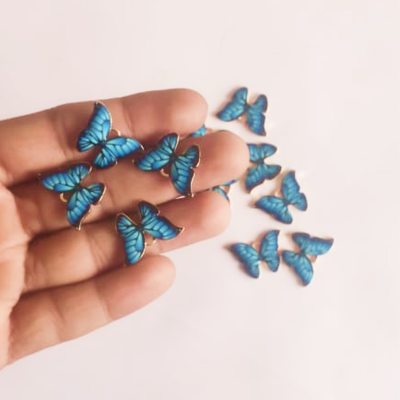 Blue Color Butterfly Top Whole Metal Charms Set Of 6