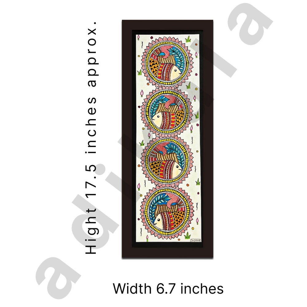 4 Fishes Painting | madhubani Painting | Paintings | Acrylic Paintings | Pichwai | Pichwai Paintings | Fishes Circle Paintings | Indian Painting | indian Culture | Adikala Craft Store | Adikala