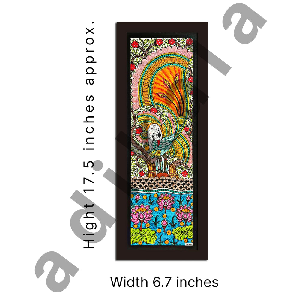 Peacock Painting | Peacock With Lotus Pond Painting | | madhubani Painting | Paintings | Acrylic Paintings | Pichwai | Pichwai Paintings | Lotus Paintings | Indian Painting | indian Culture | Adikala Craft Store | Adikala
