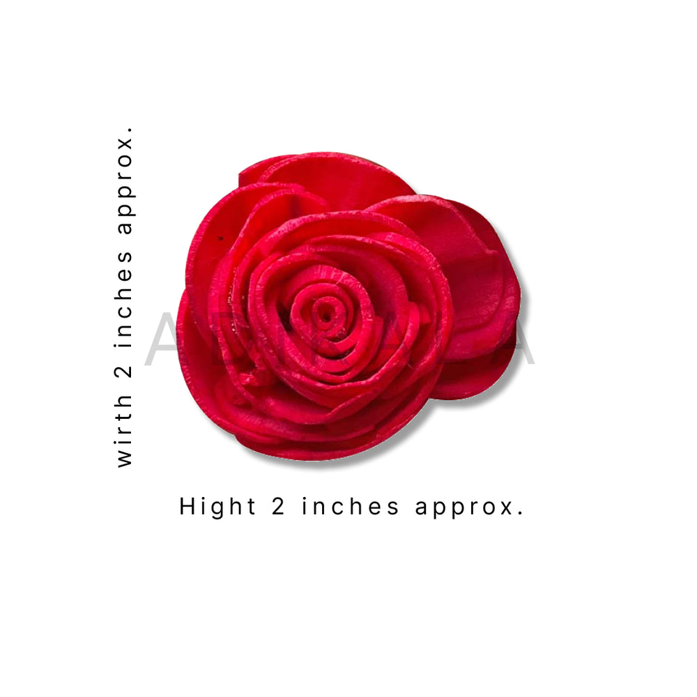 Red Sola | Rose Flower | Red Sola Wood Rose Flower Pack of 10 | Red Sola Wood Rose Flower | Adikala Craft Store | Craft Store | Art Craft | Decoration | Festivals | Adikala | Shadi Decoration | Wedding Decoration | wooden Color Flower | Artificial Flower