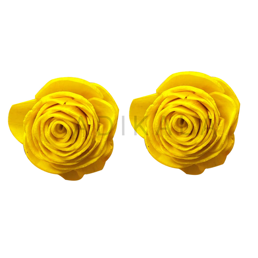 Yellow Color Sola Wood Rose Flower Pack of 10 | Yellow Flower | Sola Wood Rose Flower | Flower | Adikala Craft | Art Craft | Adikala Craft Store | Craft Store | Art Craft | Decoration | Festivals | Adikala | Shadi Decoration | Wedding Decoration | wooden Color Flower | Artificial Flower
