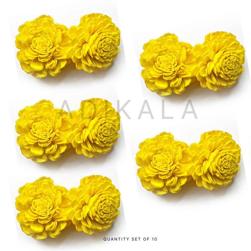 Yellow Sola Wood Flower Pack of 10 | Sola Wood | Yellow Sola Wood Flower | Adikala Craft Store | Yellow Color Sola Wood