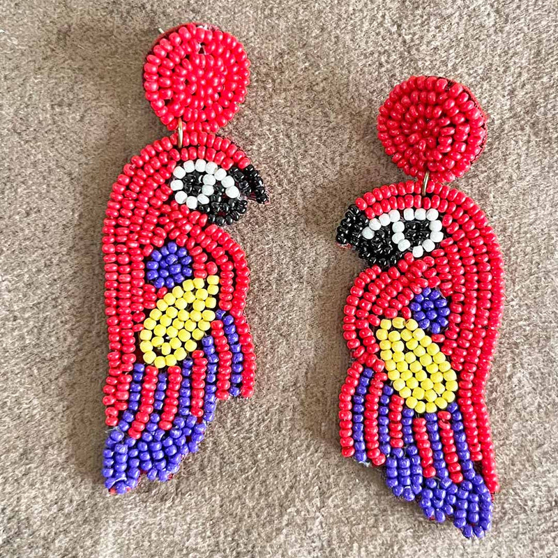 Red Color Bird Shape Earrings