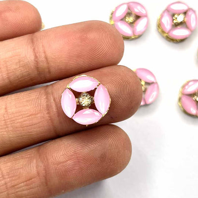 Pink Color Crystal Buttons | Crystal Buttons | Round Shape Buttons | Fancy Buttons | Stones Buttons | Buttons Set of 10 | Fancy Buttons | Dress Making button | Round Shape Button | Buttons | Dress making Button | Beautiful Button | Hobby Craft | Adikala craft Store | Adikala India | Adikala