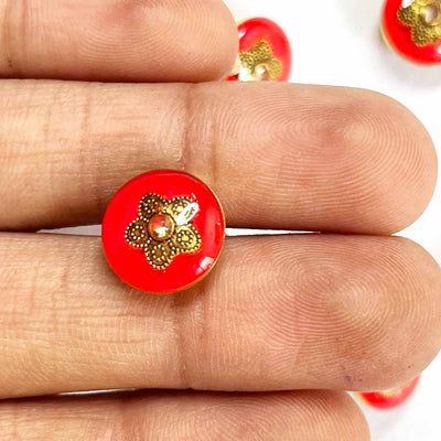Red Button | Red Fancy button | Crystal Stones Button | Golden Metal Flower Button | Crystal Button | Round Shape Button | Fancy Buttons | Dress Making button | Round Shape Button | Buttons | Dress making Button | Beautiful Button | Hobby Craft | Adikala craft Store | Adikala India | Adikala