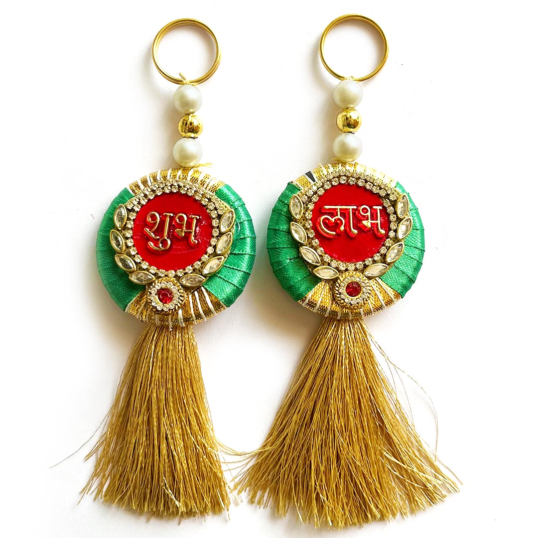 Shubh Labh Tassels Hanging Pair For Home Decoration & Festive D4