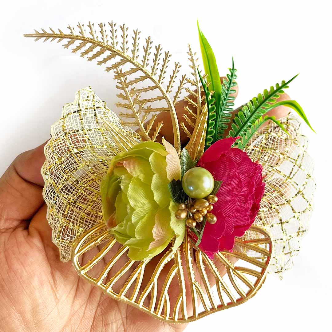 Red & Peach Color Flower Bunch Pack Of 2 for Trousseau & Gift Packaging, Wedding & Festive Decoration main image 1
