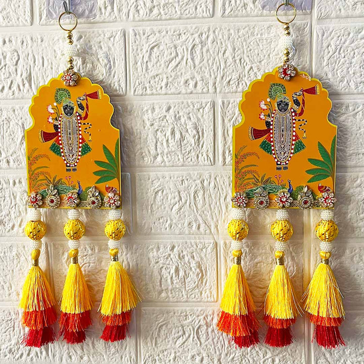 Pichwai Shreenathji Door Entrance Decoration Hanging Pair for Mandir, Diwali, Dussehra, Home Decor