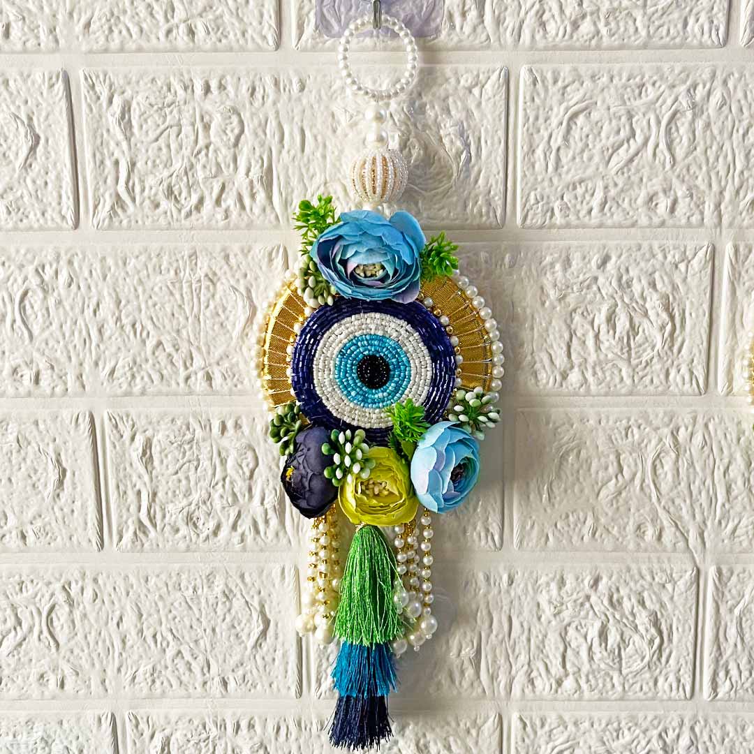 Evil eye Flowered Door Entrance Decoration Hanging Pair for home, mandir, or office entrance décor
