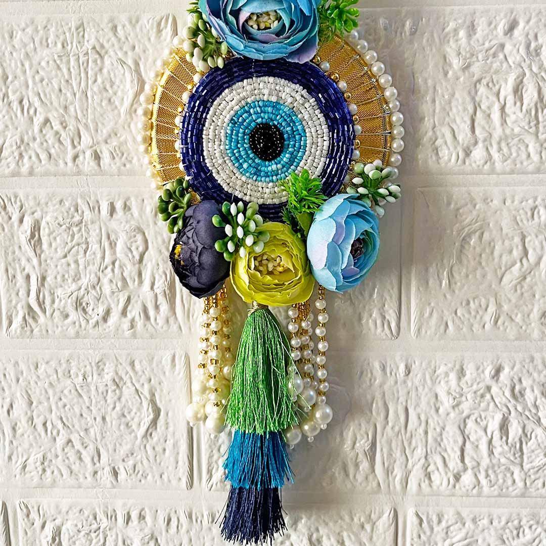 Evil eye Flowered Door Entrance Decoration Hanging Pair for home, mandir, or office entrance décor