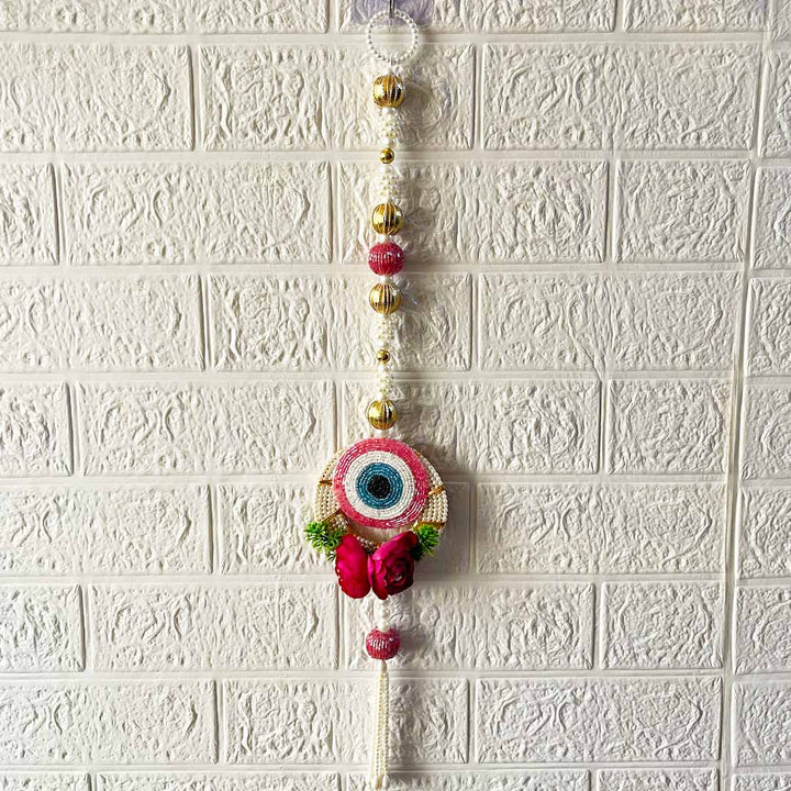 Pink Evil eye Flowered Door Entrance Decoration Hanging Pair for home, mandir, office entrance décor
