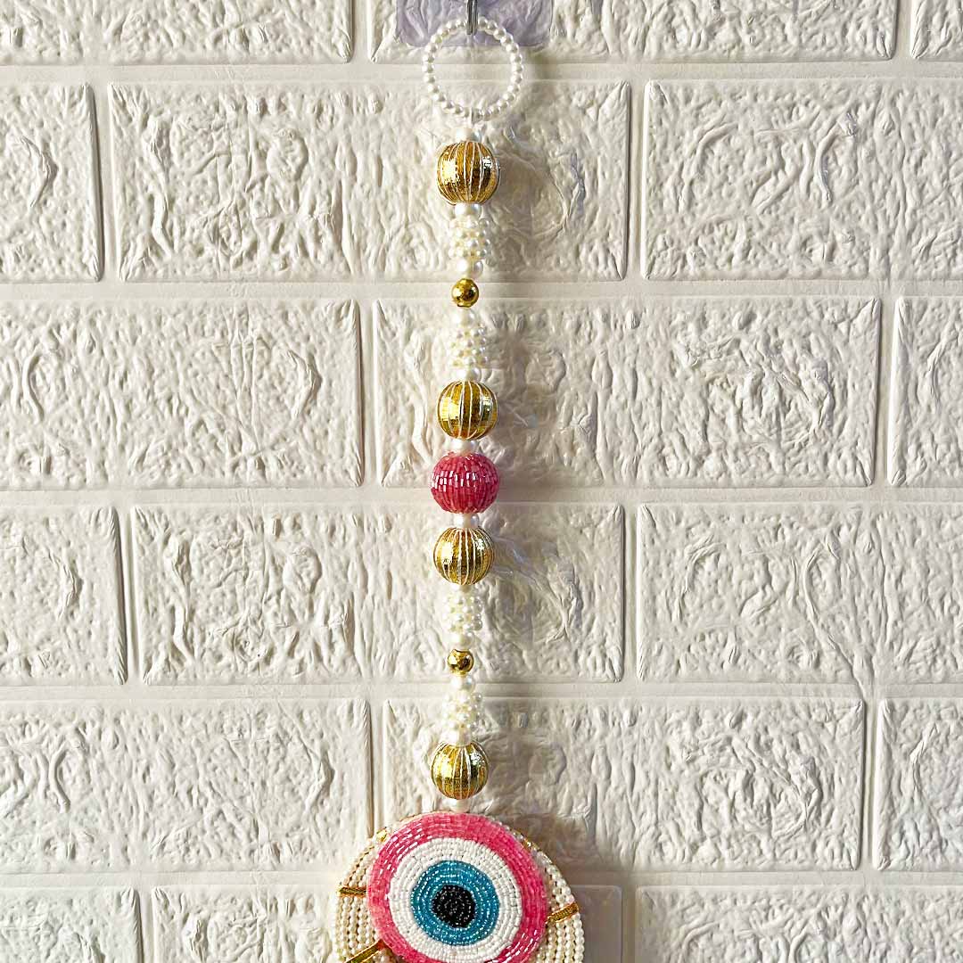 Pink Evil eye Flowered Door Entrance Decoration Hanging Pair for home, mandir, office entrance décor