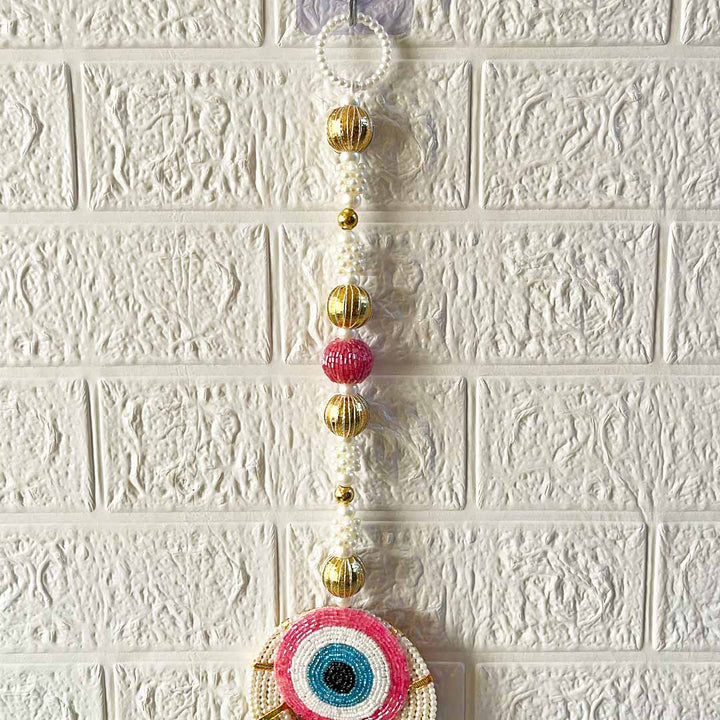 Pink Evil eye Flowered Door Entrance Decoration Hanging Pair for home, mandir, office entrance décor