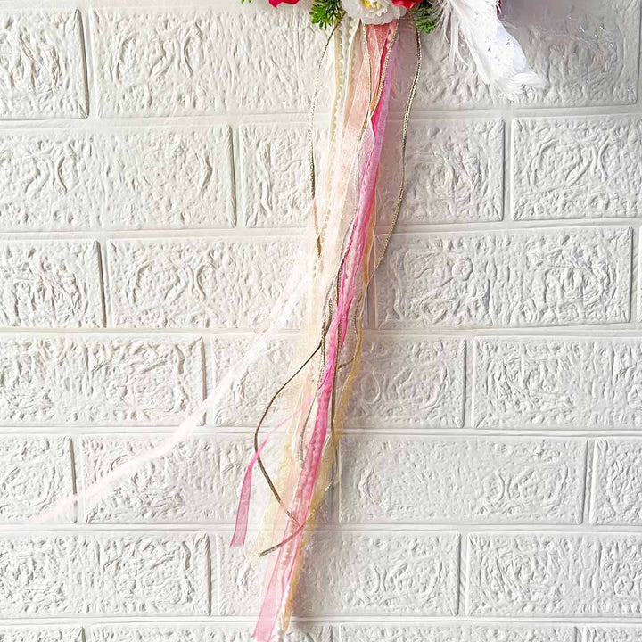 Floral wreath ring with white peacock Door Entrance Decoration Hanging for home & office entrance décor