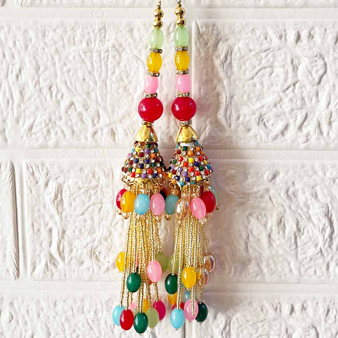 Multicolor D6 Latkan Tassel Pack of 2 for Saree Pallu, Blouse, Suits, Dupatta, Lehenga