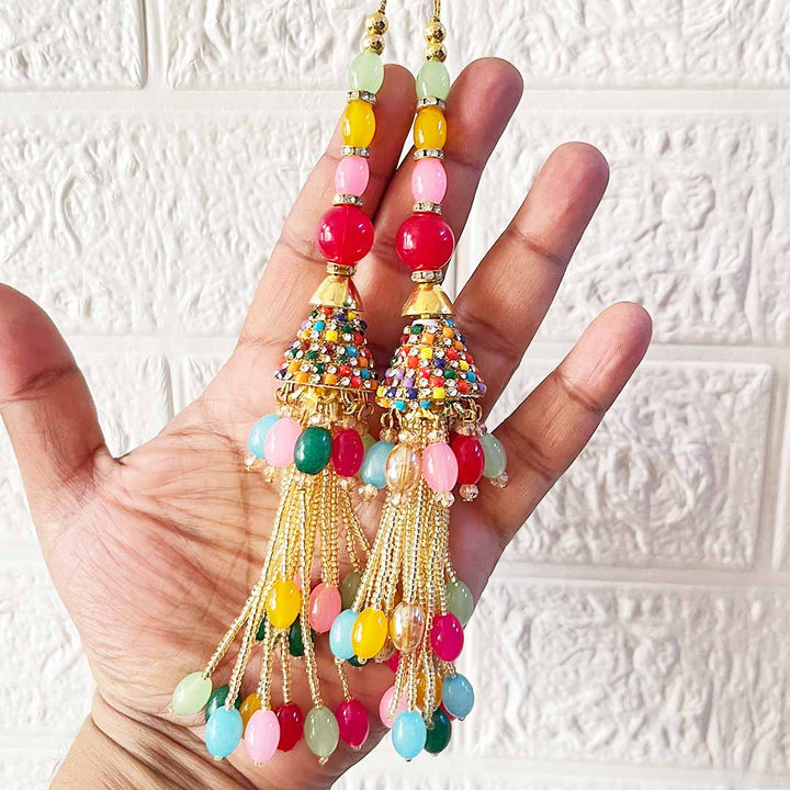 Multicolor D6 Latkan Tassel Pack of 2 for Saree Pallu, Blouse, Suits, Dupatta, Lehenga