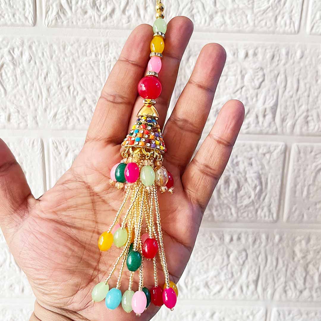 Multicolor D6 Latkan Tassel Pack of 2 for Saree Pallu, Blouse, Suits, Dupatta, Lehenga