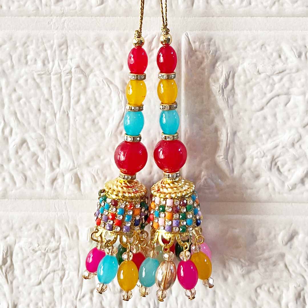 Multicolor D7 Latkan Tassel Pack of 2 for Saree Pallu, Blouse, Suits, Dupatta, Lehenga