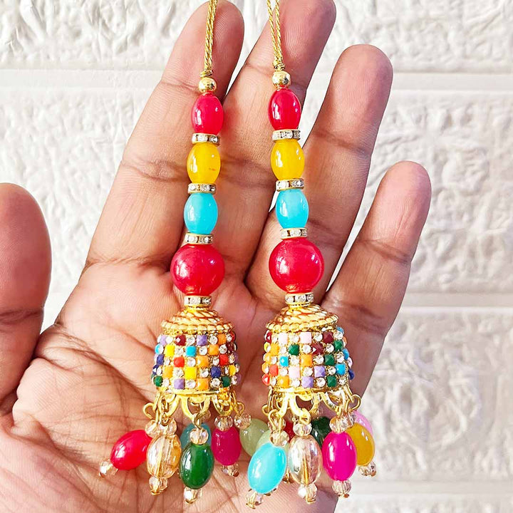 Multicolor D7 Latkan Tassel Pack of 2 for Saree Pallu, Blouse, Suits, Dupatta, Lehenga