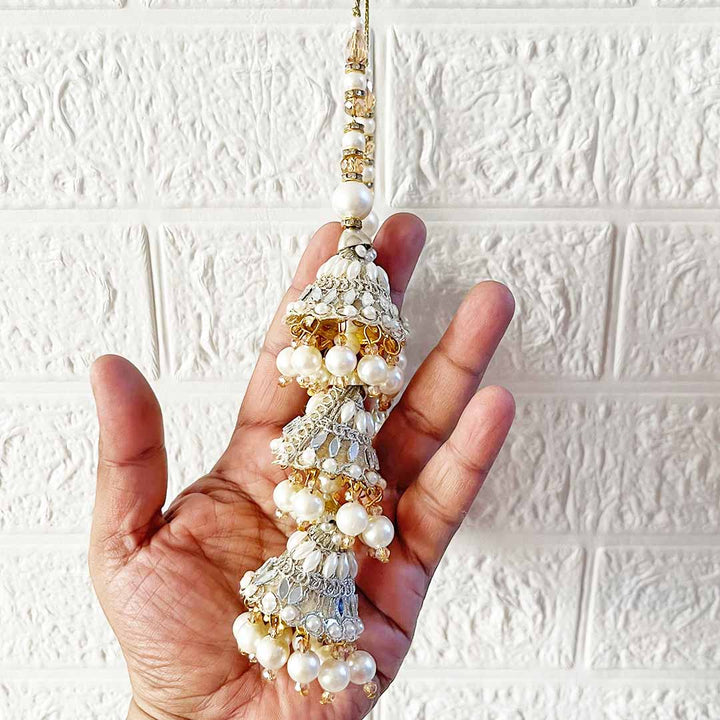 3cone embroidery Glass Latkan Tassel Pack of 2 for Saree Pallu, Blouse, Suits, Dupatta, Lehenga