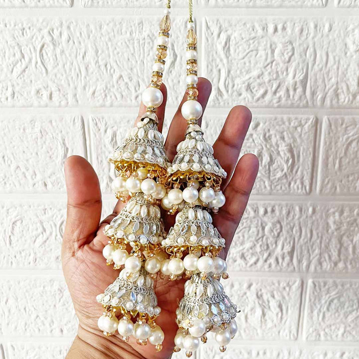 3cone embroidery Glass Latkan Tassel Pack of 2 for Saree Pallu, Blouse, Suits, Dupatta, Lehenga