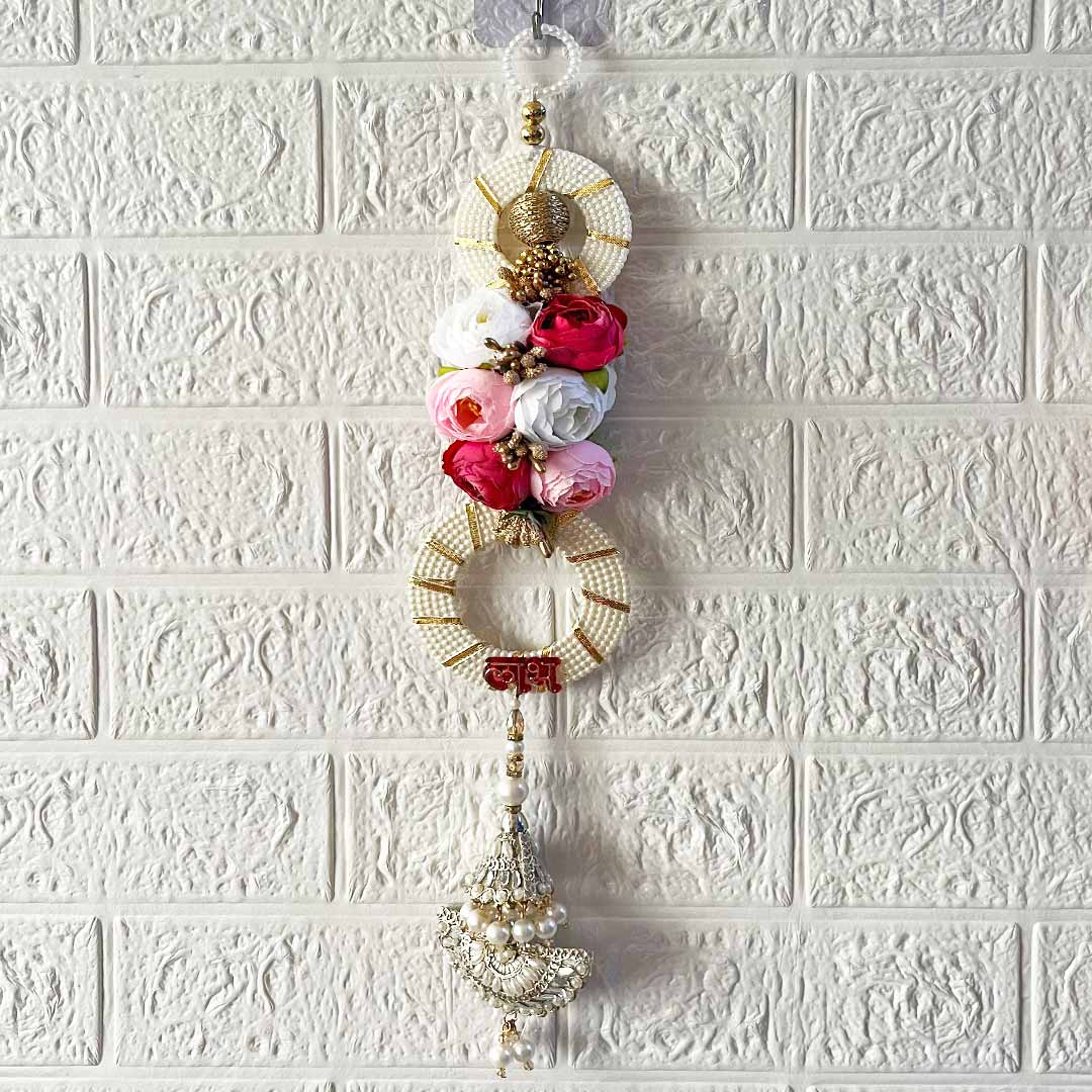 Beaded Ring floral Entrance Decoration Hanging Pair for Mandir, Diwali, Dussehra, Home Decor
