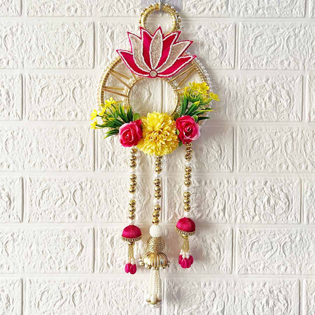 Lotus Patch floral Entrance Decoration Hanging Pair for Mandir, Diwali, Dussehra, Home Decor