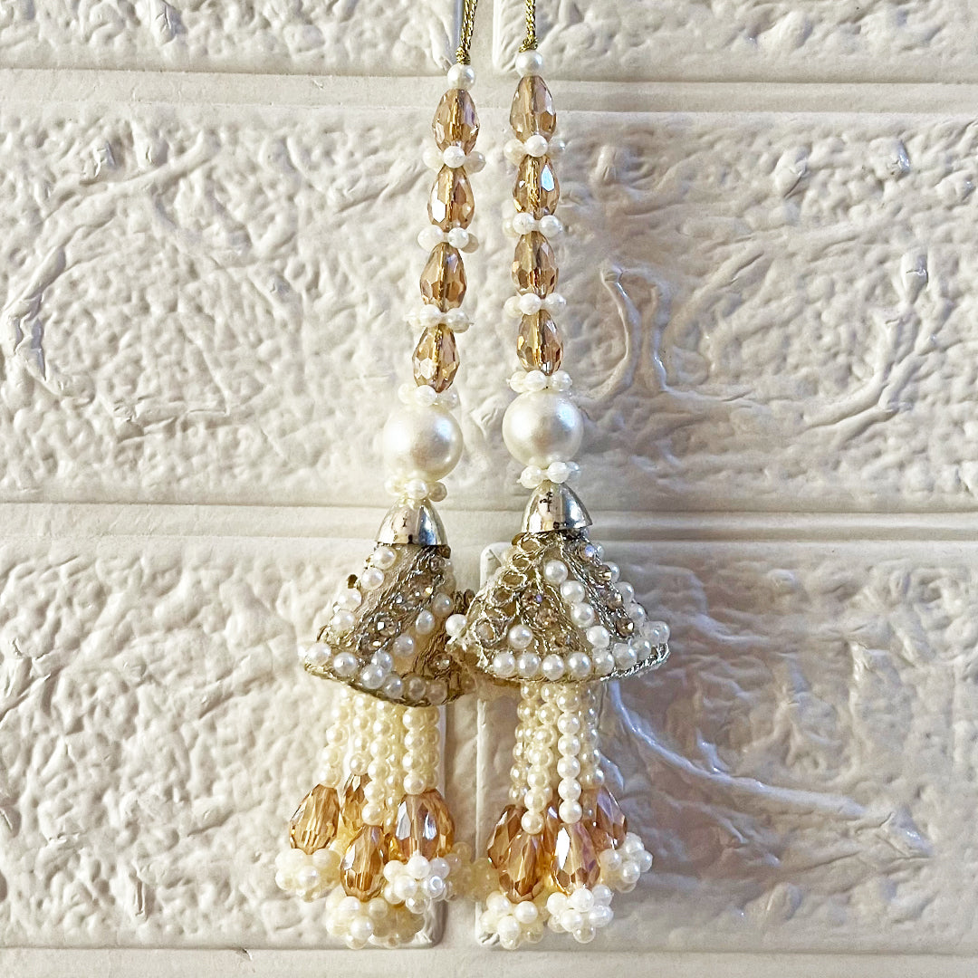 Beaded Cone Latkan Tassel Pack of 2 for Saree Pallu, Blouse, Suits, Dupatta, Lehenga