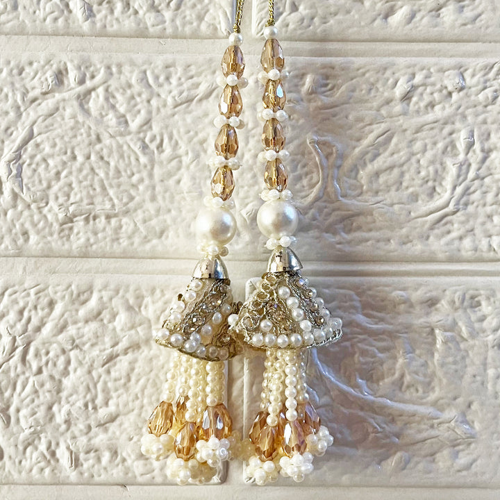 Beaded Cone Latkan Tassel Pack of 2 for Saree Pallu, Blouse, Suits, Dupatta, Lehenga