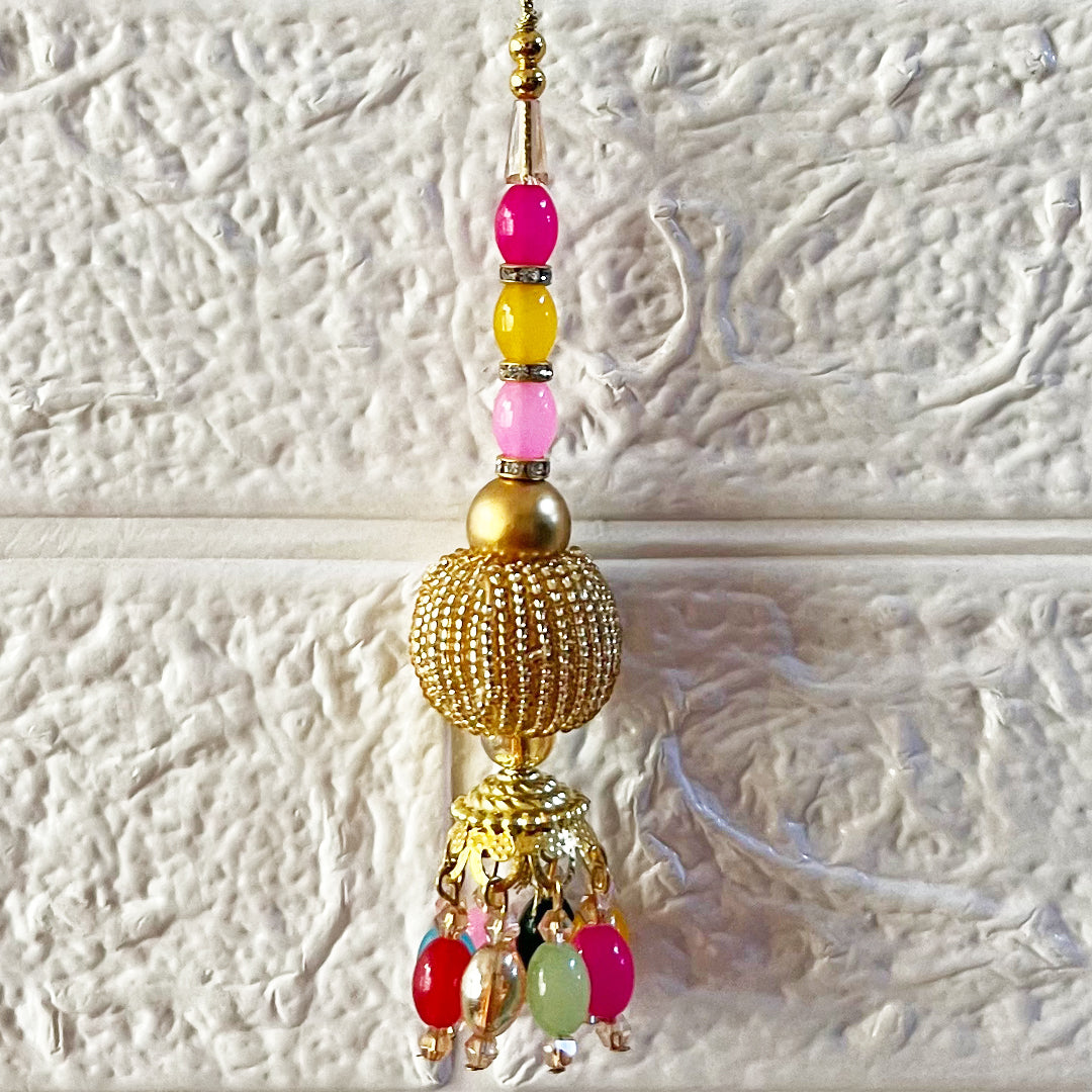 Multicolor D8 Cutdana Latkan Tassel Pack of 2 for Saree Pallu, Blouse, Suits, Dupatta, Lehenga