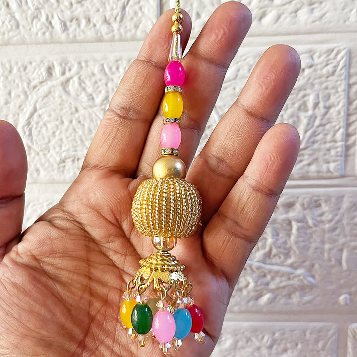 Multicolor D8 Cutdana Latkan Tassel Pack of 2 for Saree Pallu, Blouse, Suits, Dupatta, Lehenga