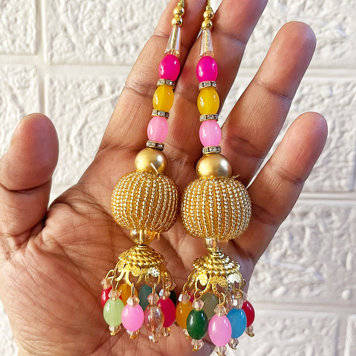 Multicolor D8 Cutdana Latkan Tassel Pack of 2 for Saree Pallu, Blouse, Suits, Dupatta, Lehenga