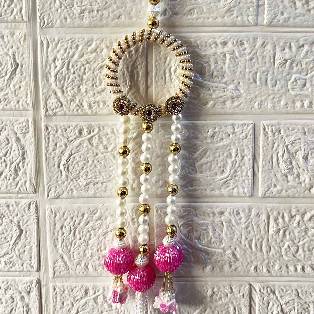 Rani Pink Lotus Patch floral Entrance Decoration Hanging Pair for Mandir, Diwali, Dussehra