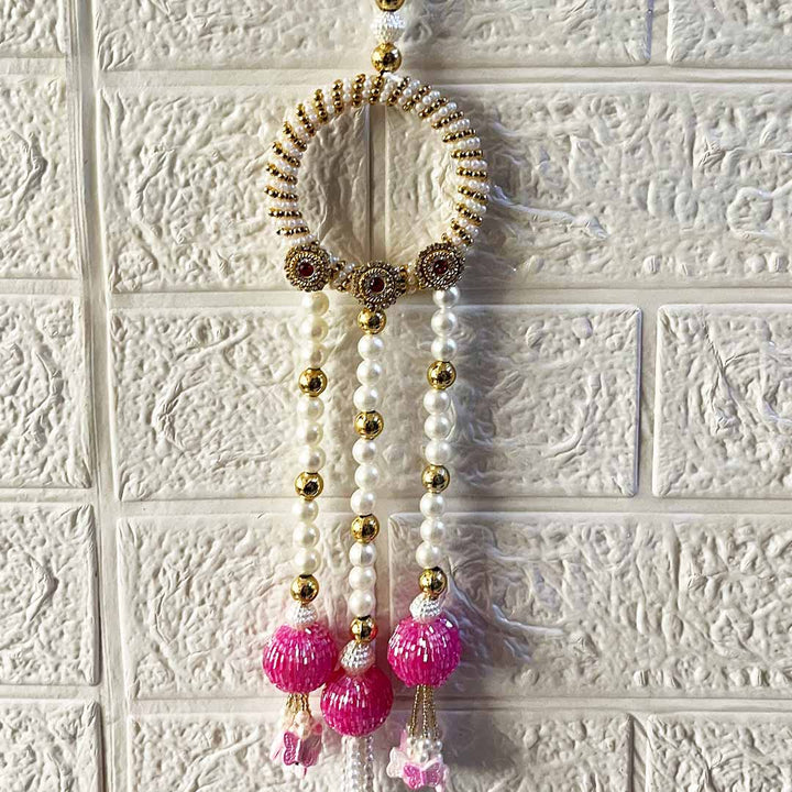 Rani Pink Lotus Patch floral Entrance Decoration Hanging Pair for Mandir, Diwali, Dussehra