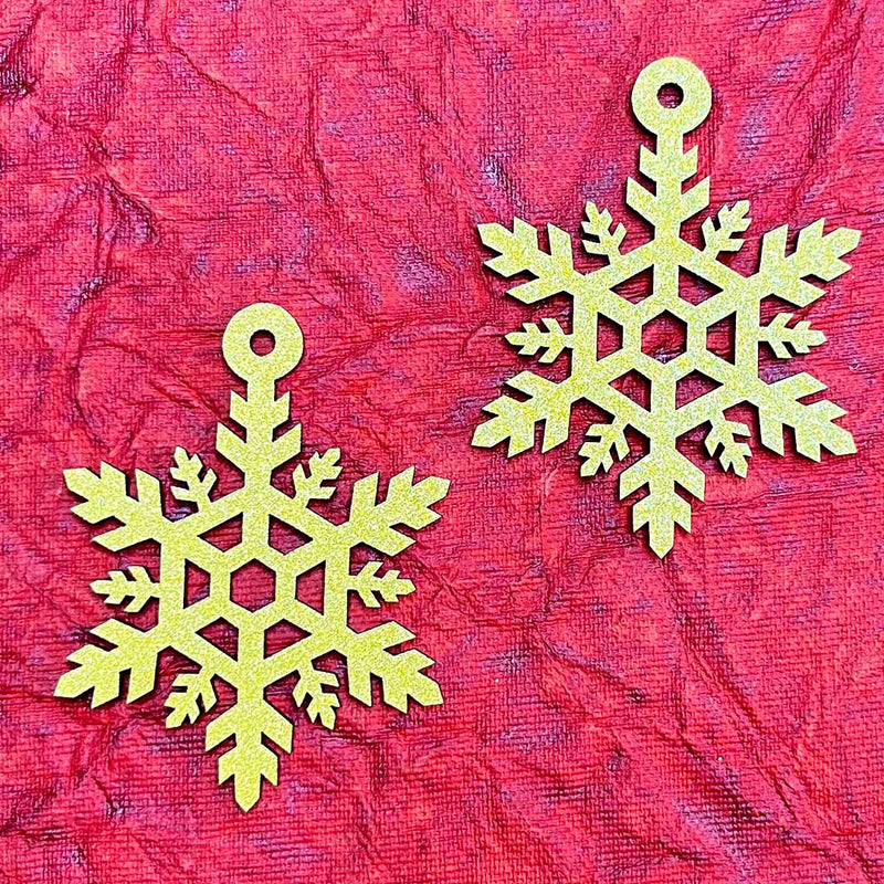 Golden Glittered Christmas Snow Flakes(1) Set Of 2