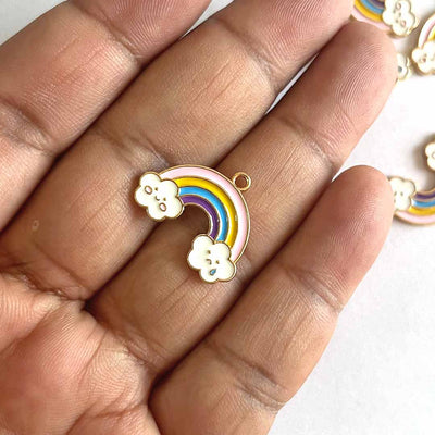 Rainbow With Clouds Top Whole Metal Charms Set Of 6