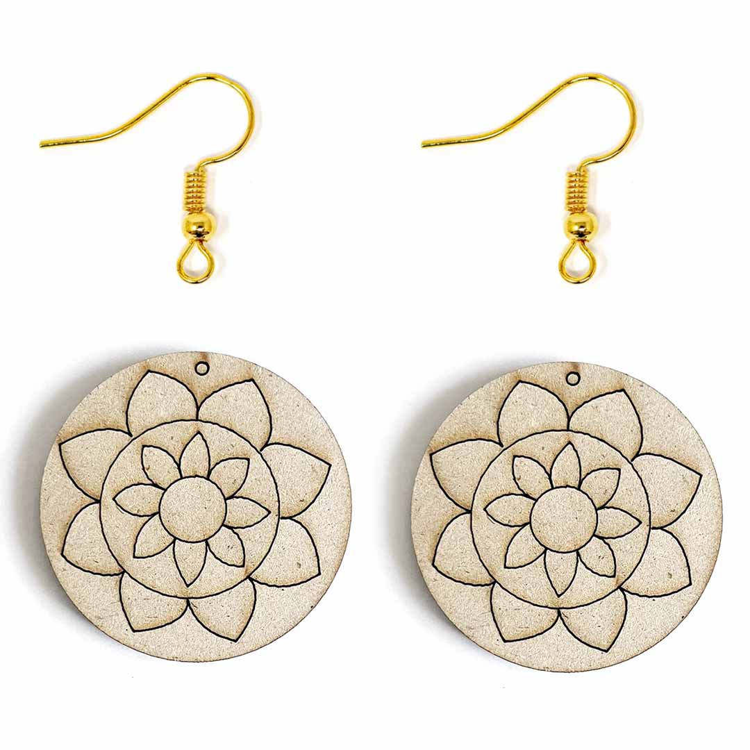 MDF Earrings Wooden Hanging With Hooks Design 5 Jewelry Making