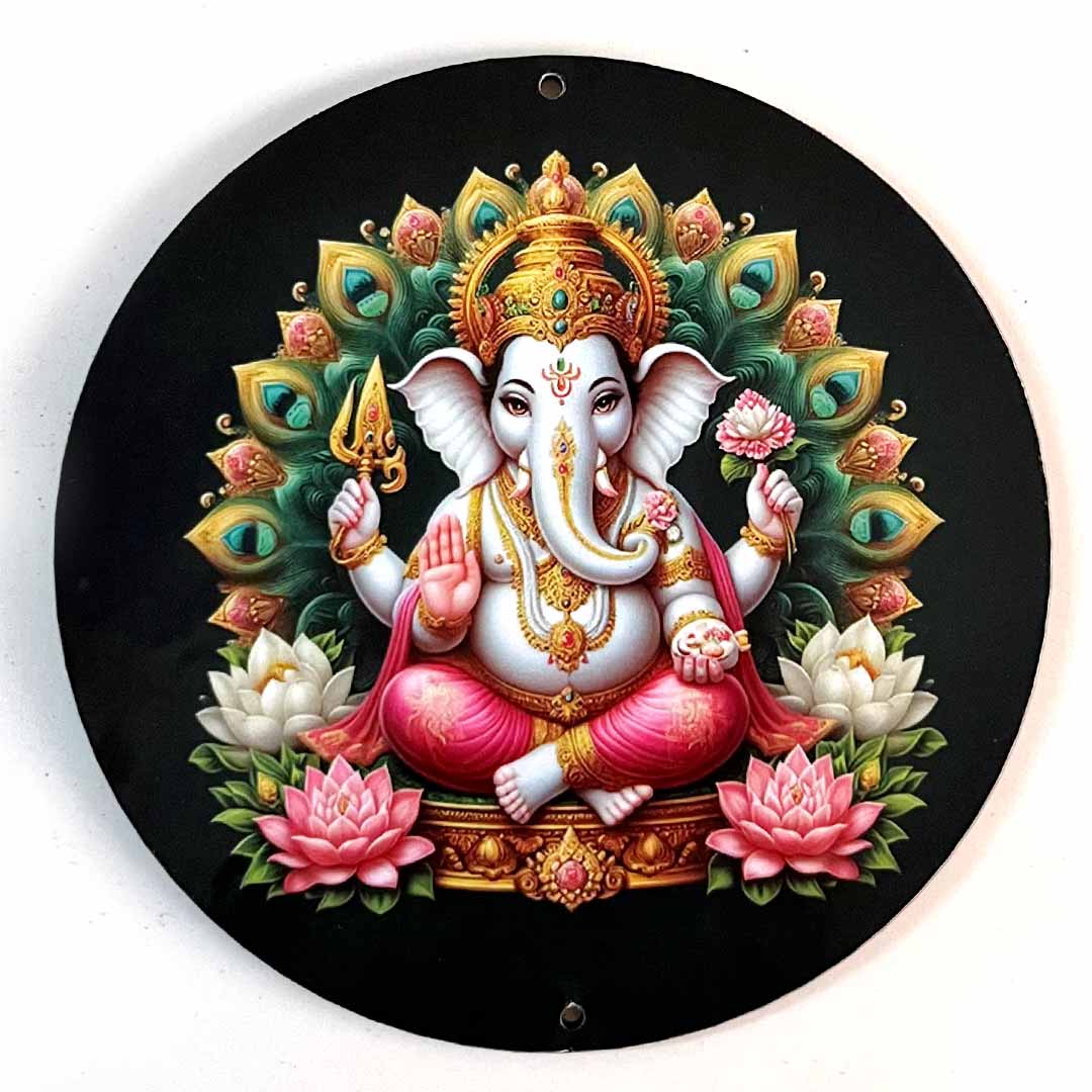 Lord Ganesha | Printed Ganesha | Round Shape ganesha | Home Decoration | Temple Decoration | mandir Decoration | Art Craft | Pichwai Art | Indian Culture | Pooja | Pooja Decor Items | Premarked Design | Laser Cutting Product | Hobby Craft | Decoration Essentials