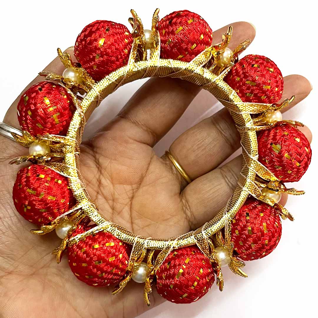 Inches Red Color Beads Bangle/Ring Set Of – Adikala Craft Store