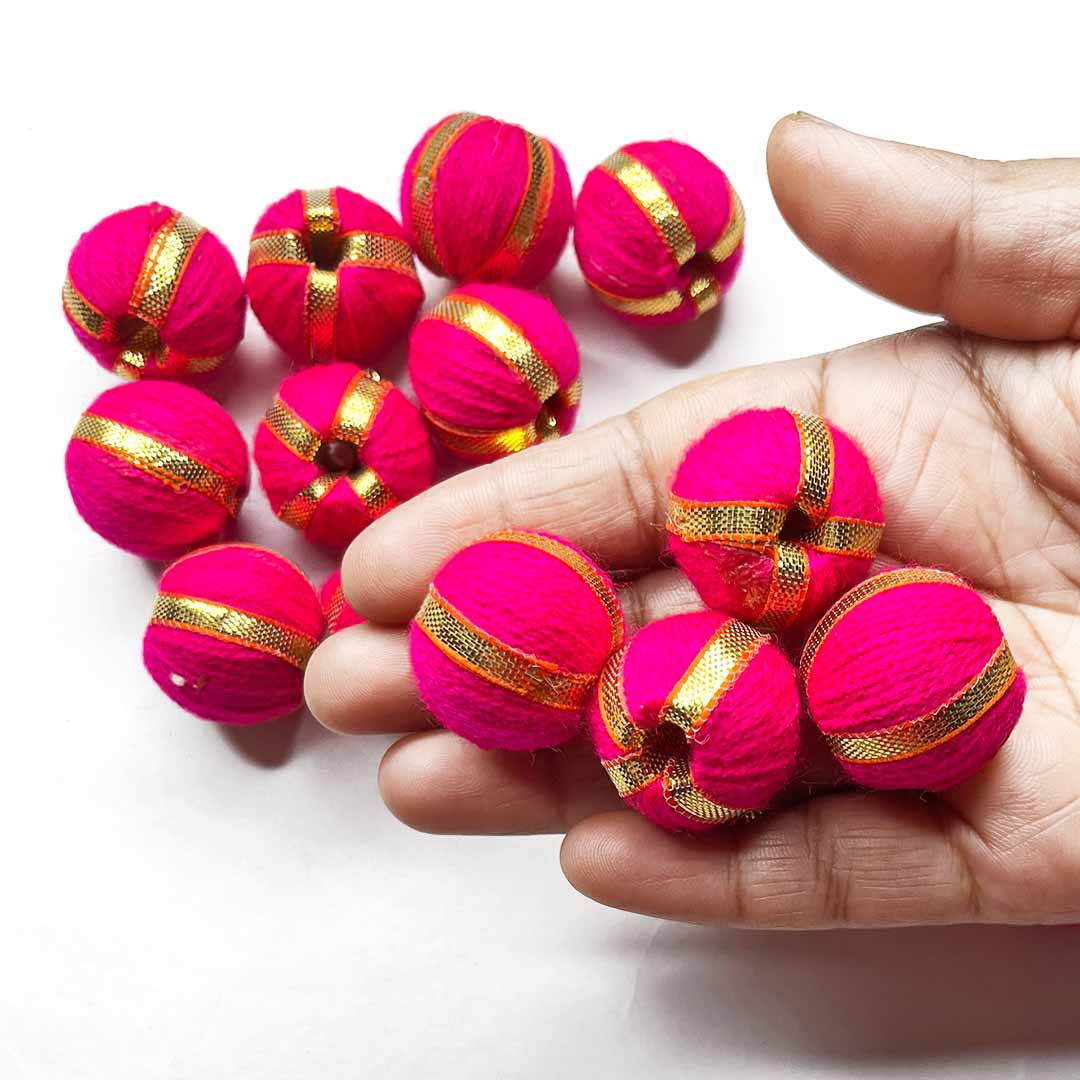 3 Inches Rani Pink & Golden Gota Ring Set Of 6