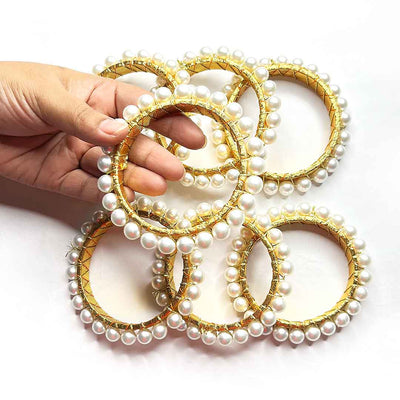 Rajasthani gota work | 3 Inches Big Size Pearl Beads Golden Color Ring | Wedding Decoration | Traditional Art | Dress Making | DIY | Jawellry Making Material