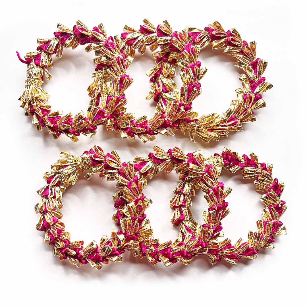 2 Inches Pink Color Gota & Beads Ring Pack Of 10 main image 1