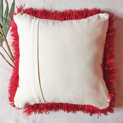 Red Cotton Yarn & Resham Thread Cushion Cover | Cushion | covers | Resham | Yarn | Thread Cushion Covers | Red Cotton | Red Color Cotton Cover | Adikala Craft Store | Adikala | Craft Store Online