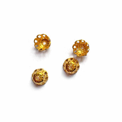 Golden Acrylic Beads Cap Pack Of 25 | Golden Acrylic Beads Cap | Adikala Craft Store | Art Craft | Colllection | Projects | Art | Jewellery Making